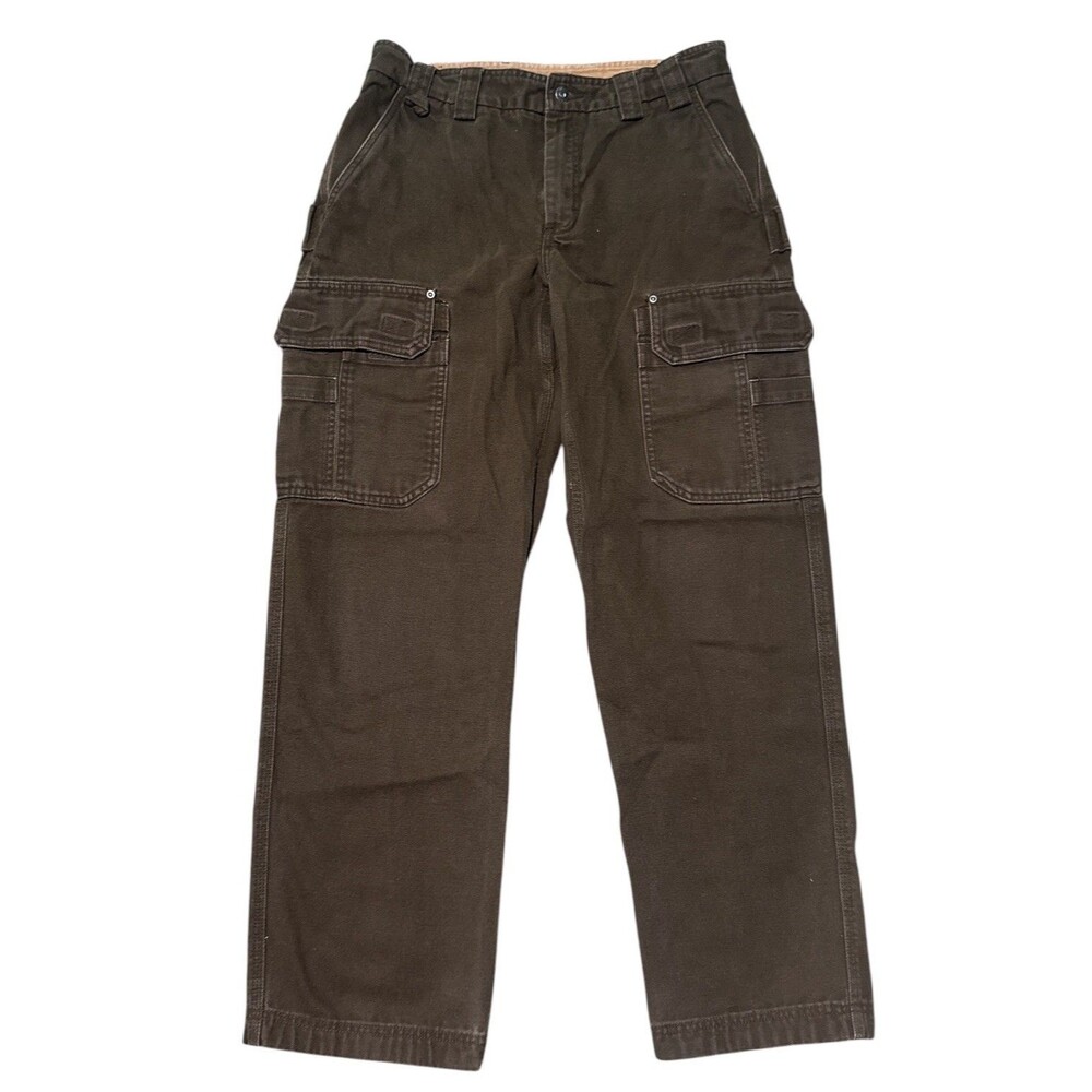 Duluth Trading Fire Hose Cargo Work Pants Mens 34x32 Brown Canvas 3237-15